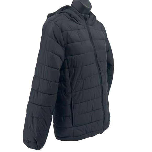 Xersion Puffer Jacket Youth SZ L(14/16) Black Hooded Zip Up Softshell Outerwear - Picture 2 of 6